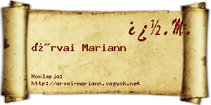 Árvai Mariann névjegykártya