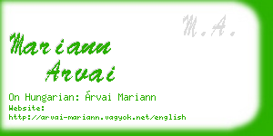 mariann arvai business card