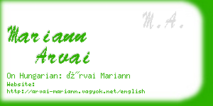 mariann arvai business card